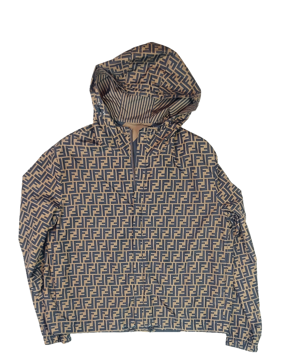 【送料&関税込】Fendi Cappuccino Polyester Windbreaker FENDI MEN'S WINDBREAKER. BLOUSON REVERSIBLE NYLON. SIZE IT